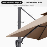 PURPLE LEAF Patio Table and Umbrella Set, 10×13 ft Grey Pole Cantilever Outdoor Umbrella with Base