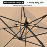 PURPLE LEAF Patio Table and Umbrella Set, 10×13 ft Grey Pole Cantilever Outdoor Umbrella with Base