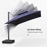 PURPLE LEAF Patio Table and Umbrella Set, 10×13 ft Grey Pole Cantilever Outdoor Umbrella with Base