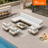 PURPLE LEAF Sicilia Classical Modular Outdoor Sectional with Sunbrella White Cushions Flexible Layout for Boutique Hotel Style Patio