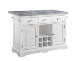 Zermatt 2-Piece Grey Marble Kitchen Island (Island, 2 Counter Stools)