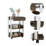 Tuhome Verona Kitchen Cart with Three Spacious Shelves, Functional Countertop Surface, Smooth Four-Caster Mobility System, Modern Multi-Level Storage Design for Organized and Efficient Everyday Kitchen Use
