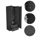 Tuhome Austral Three-Door Armoire with Double Door Hanging Cabinet, Full-Height Shelving Section, Two Spacious Storage Drawers, Modern Multi-Compartment Wardrobe for Organized Bedrooms and Versatile Home Storage