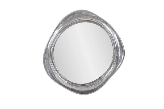 Martine Abstract Cast Iron Mirror in Silver