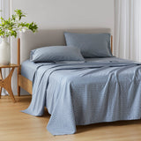 144TC Geometric Diamond Blue Printed Cotton Sheet Set