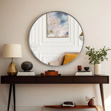 Steele Polished Silver Round Mirror