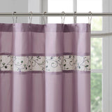 Faux Silk Embroidered Shower Curtain, Lavender Purple/Brown
