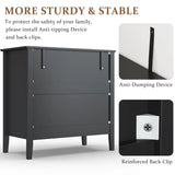 Large Fluted 3 Drawer Dresser, Modern Nightstand Cabinet