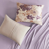 Watercolor Floral Comforter Set with Bed Sheets, Taupe