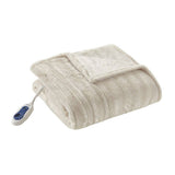 Heated 50x70" Faux Fur Electric Throw Blanket, Ivory