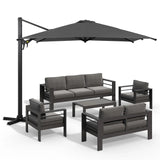 6-Piece Aluminum Patio Sofa Set with Umbrella