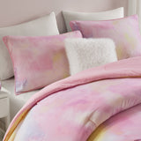 Watercolor Tie Dye Comforter Set with Throw Pillow, Pink