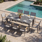 8-Person All-Aluminum Patio Dining Set, Extendable Table