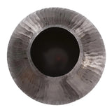 Carbon Gray Round Chiseled Aluminum Vase