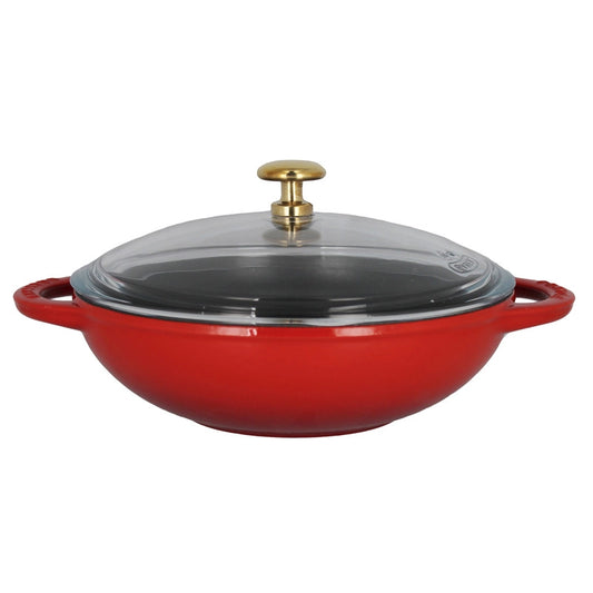 Chasseur French Enameled Cast Iron Wok with Glass Lid