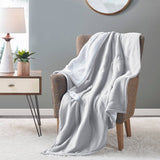 Heated 50x60" Fleece Sherpa Electric Throw Blanket, L Grey
