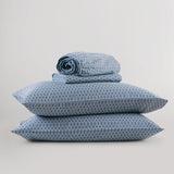 144TC Geometric Diamond Blue Printed Cotton Sheet Set