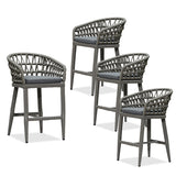 PURPLE LEAF Outdoor Bar Stools Counter Stools Rattan Bar Stools Chair with Backrest for Indoor or Outdoor, Kitchen lsland