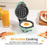 4" Mini Waffle Maker, 6 in 1 Waffle Iron with 6PC Plates Set
