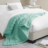Ruched 50x60" Throw Blanket, Aqua Blue Green