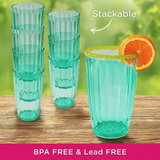 21 oz Teal Ribbed Acrylic Cups Set of 8