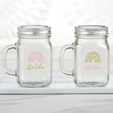 12 oz. Mason Jar Mug with Lid - Boho Rainbow Bride & Babe (Set of 6)