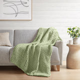 Handmade Chunky Double Knit Throw, Sage Green
