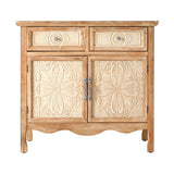 Farmhouse Storage Cabinet with Carved Flowers