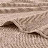 6pcs 100% Cotton Quick-Dry Ribbed Towel Set, Beige