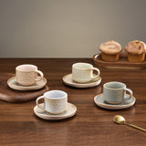 Kook Espresso Cup and Saucer Set of 4, Multicolor
