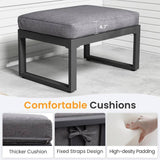 2 Pieces Aluminum Outdoor Patio Ottoman Set, Thick Cushion