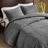 Twill Stone Washed Cotton Comforter Set, Grey
