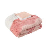 Ombre Stripe Shaggy Faux Fur Comforter Set 3pcs, Blush