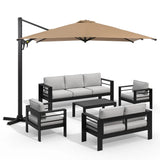 6-Piece Aluminum Patio Sofa Set with Umbrella