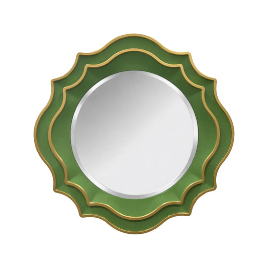 Ethan Round Scalloped Mirror Green
