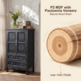 Carved Pattern Pantry Organizer, Farmhouse Sideboard Cabinet