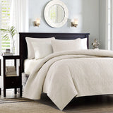 3 Piece Reversible Cottage Quilt Set, Cream