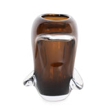 Smokey Umber Flared Edged Glass Vase- Short