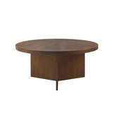 Mid-Century Round Wood Coffee Table, Brown