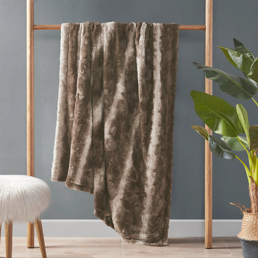 Soft Faux Fur Mink Reversible Blanket, Brown