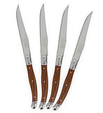French Home Set of 4 Laguiole Steak Knives, Wood Grain