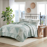 3 Piece Geometric Cotton Coverlet Mini Set, Green
