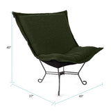 Scroll Puff Chair Titanium- Barbet Forest/Black
