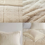 Ombre Shaggy Long Fur Comforter Set, Natural Tan