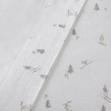 Winter Flannel Cotton Sheet Set, Ski, Light Grey