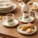 Peacock Feather Porcelain Espresso Cup & Saucer