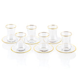 Classic Glass Cup & Saucer Set with Gold Trim