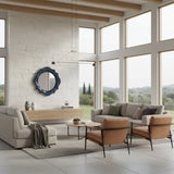 Ethan Round Scalloped Mirror Navy