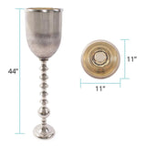 Black Diamond Glass Chalise on a Nickel Turned Metal Stand- Large