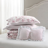 Vintage Inspired Floral Microfiber Quilt Set, Pink